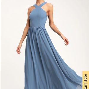 Lulu’s Air of Romance Dress Slate Blue